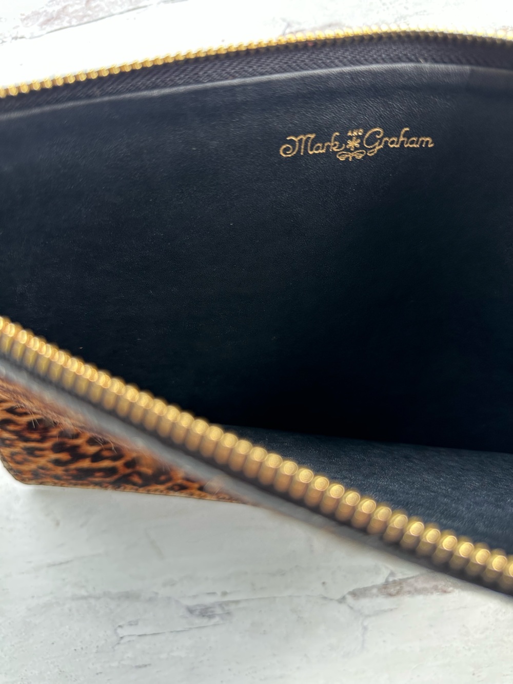 Mark & Graham • Leopard Calf Hair Zip Flat Pouch Clutch - Picture 3 of 14